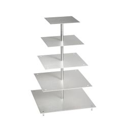 Porte-gâteaux forme carrée enaluminiumà 5 étages démontable Ø 20 cm | 25 cm | 30 cm