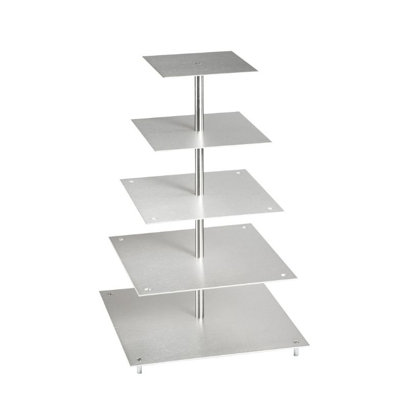 Porte-gâteaux forme carrée enaluminiumà 5 étages démontable Ø 20 cm | 25 cm | 30 cm