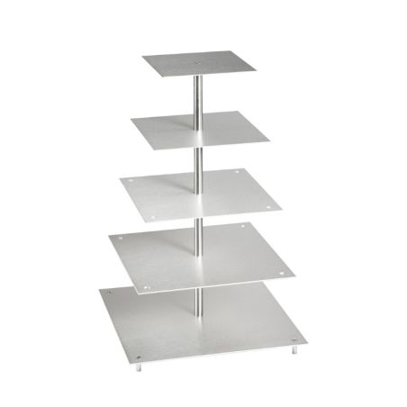 Porte-gâteaux forme carrée enaluminiumà 5 étages démontable Ø 20 cm | 25 cm | 30 cm