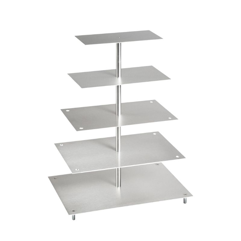 Porte-gâteaux forme rectangulaire enaluminiumà 5 étages démontable Ø 20 cm | 25 cm | 30 cm