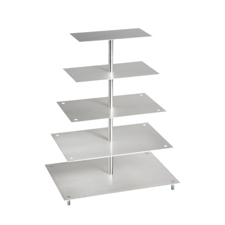 Porte-gâteaux forme rectangulaire enaluminiumà 5 étages démontable Ø 20 cm | 25 cm | 30 cm
