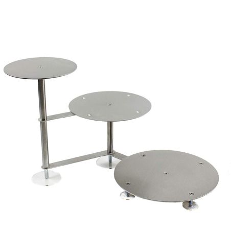 Étagère à gâteaux en escalier 3 niveaux Ø 1 x 20 cm, 1 x 26 cm, 1 x 32 cm, 1 x 30 cm forme ronde en aluminium
