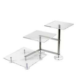 Étagère à gâteaux en escalier 3 niveaux  Ø 1x 21×21 cm – 1x 26×26 cm – 1x 31×31 cm forme carrée en acrylique