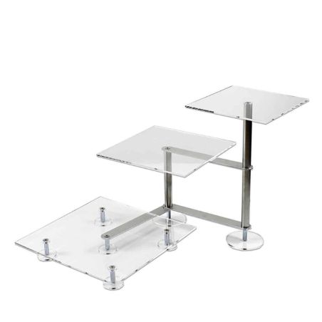 Étagère à gâteaux en escalier 3 niveaux  Ø 1x 21×21 cm – 1x 26×26 cm – 1x 31×31 cm forme carrée en acrylique