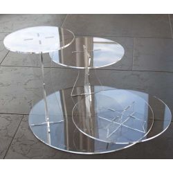 Étagère à gâteaux en escalier 2 niveaux Ø25×25 – 30×30 cm forme ronde en acrylique et plexiglas