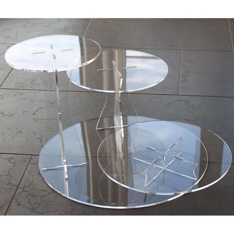 Étagère à gâteaux en escalier 2 niveaux Ø25×25 – 30×30 cm forme ronde en acrylique et plexiglas