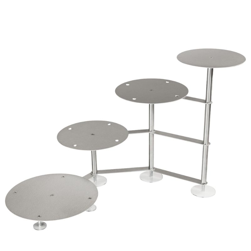 Étagère à gâteaux en escalier 4 niveaux Ø 1 x 20 cm, 2 x 26 cm, 1 x 32 cm forme ronde en aluminium