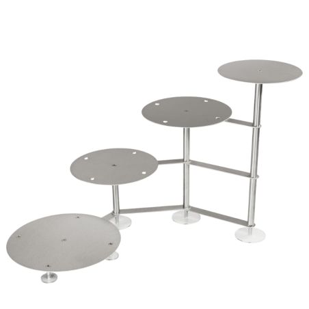 Étagère à gâteaux en escalier 4 niveaux Ø 1 x 20 cm, 2 x 26 cm, 1 x 32 cm forme ronde en aluminium