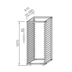 PANIMATIC - Chariot inox L70 cm pour grilles L60 cm spécial chambre 20 étages espacés de 82 mm - démontable - sans port