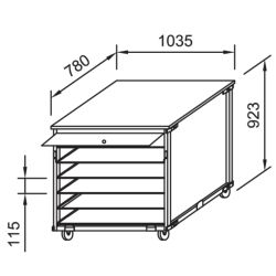 PANIMATIC - Repose pâtons 1/2 - Modèle sans tiroir 6 planches porte relevable