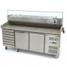 TABLE PIZZAÏOLO - 2 PORTES  - 7 TIROIRS -INOX - 202 CM