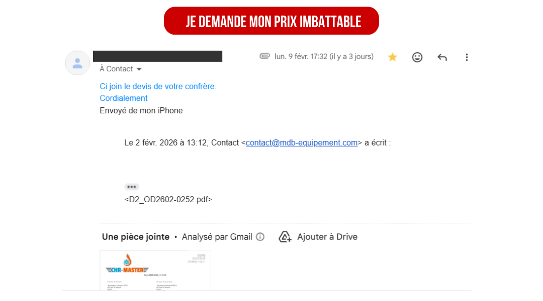 Prix imbattable cas client